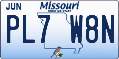 MO license plate PL7W8N