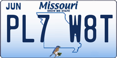 MO license plate PL7W8T