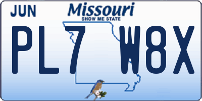 MO license plate PL7W8X