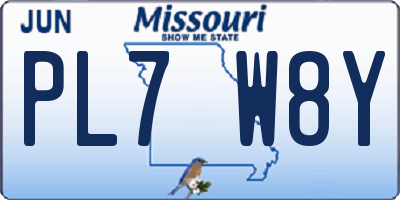 MO license plate PL7W8Y