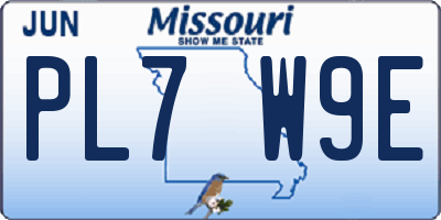MO license plate PL7W9E