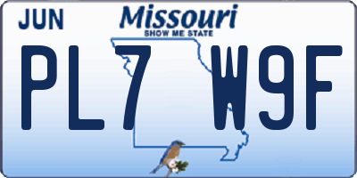 MO license plate PL7W9F