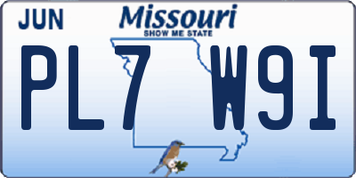 MO license plate PL7W9I