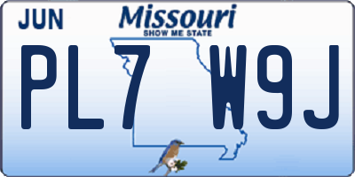 MO license plate PL7W9J