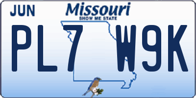 MO license plate PL7W9K