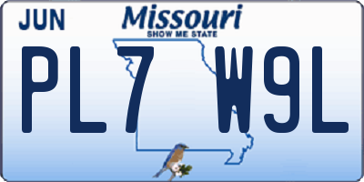 MO license plate PL7W9L