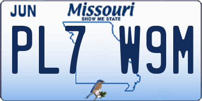 MO license plate PL7W9M