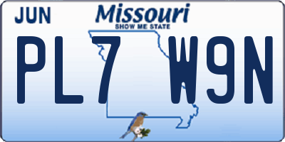 MO license plate PL7W9N