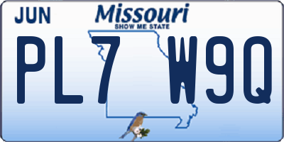 MO license plate PL7W9Q