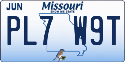MO license plate PL7W9T