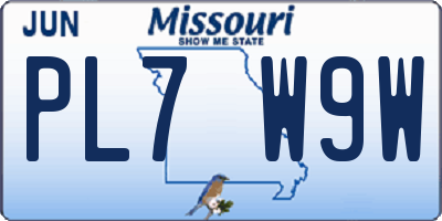MO license plate PL7W9W