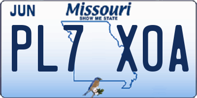 MO license plate PL7X0A