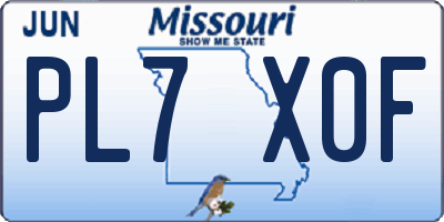 MO license plate PL7X0F