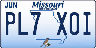 MO license plate PL7X0I