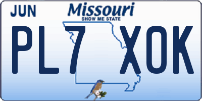 MO license plate PL7X0K