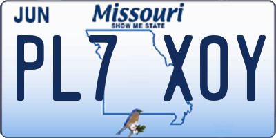 MO license plate PL7X0Y