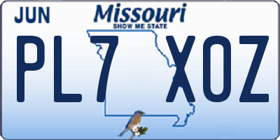 MO license plate PL7X0Z