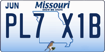 MO license plate PL7X1B