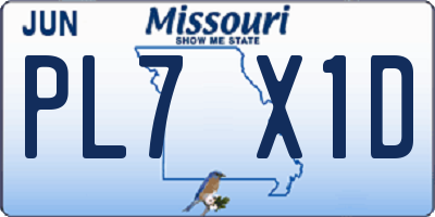 MO license plate PL7X1D