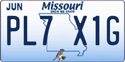 MO license plate PL7X1G