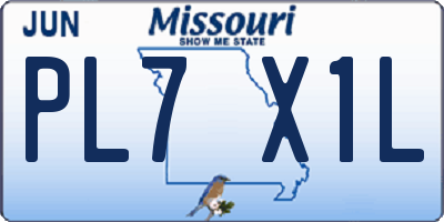 MO license plate PL7X1L