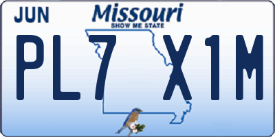 MO license plate PL7X1M