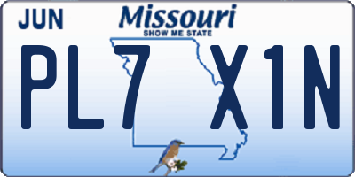 MO license plate PL7X1N
