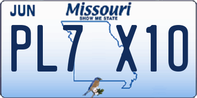 MO license plate PL7X1O