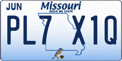 MO license plate PL7X1Q