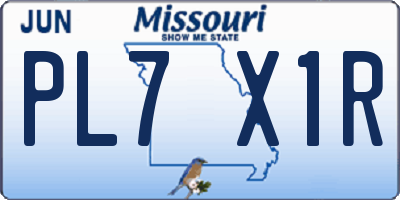 MO license plate PL7X1R