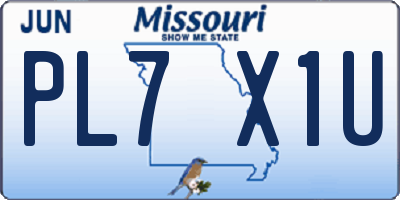 MO license plate PL7X1U