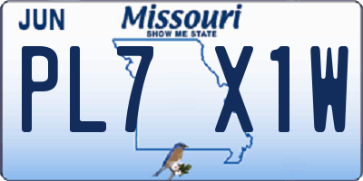 MO license plate PL7X1W