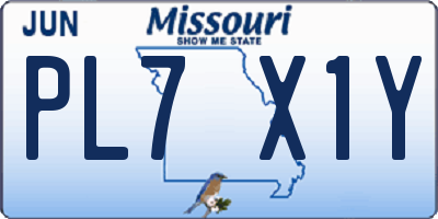 MO license plate PL7X1Y