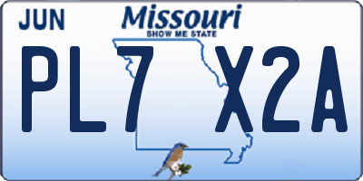 MO license plate PL7X2A