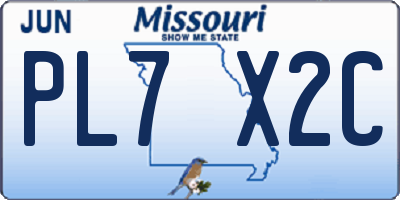 MO license plate PL7X2C