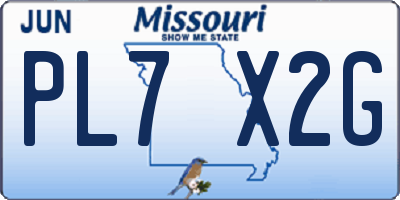 MO license plate PL7X2G