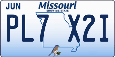MO license plate PL7X2I