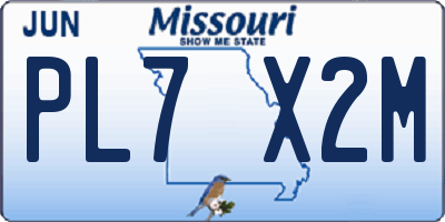 MO license plate PL7X2M