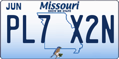 MO license plate PL7X2N