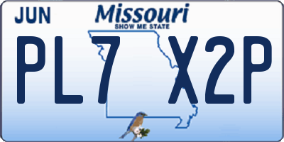 MO license plate PL7X2P