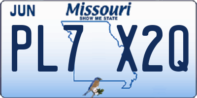 MO license plate PL7X2Q