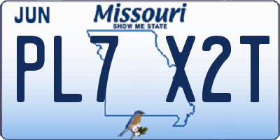 MO license plate PL7X2T