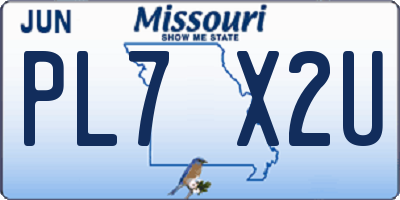 MO license plate PL7X2U