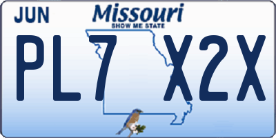 MO license plate PL7X2X