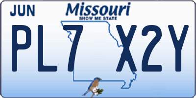MO license plate PL7X2Y