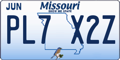 MO license plate PL7X2Z