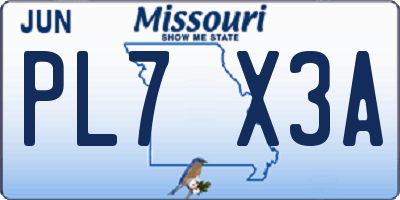 MO license plate PL7X3A