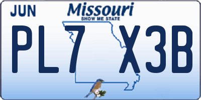 MO license plate PL7X3B