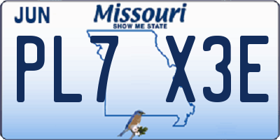 MO license plate PL7X3E