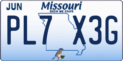 MO license plate PL7X3G